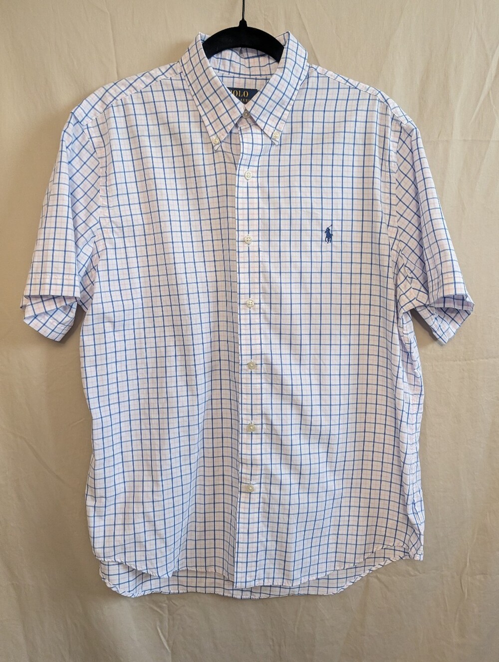 Polo by Ralph Lauren White & Blue Windowpane Short-Sleeve Button-Down